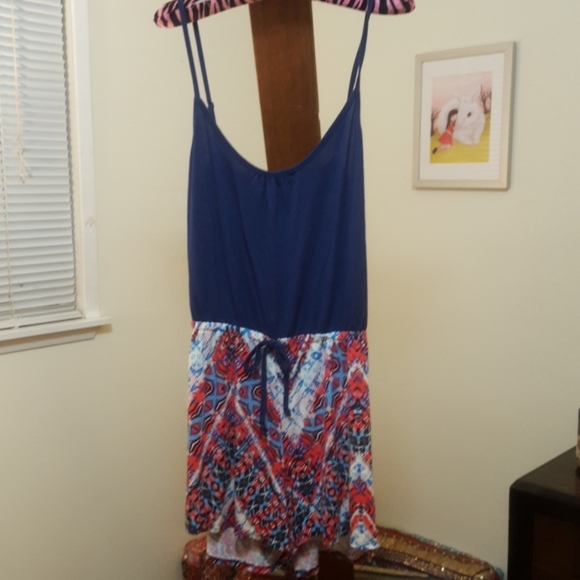 Cute Blue and Printed Romper - Picture 1 of 4